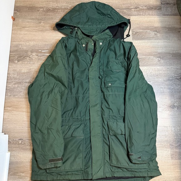 GAP Other - Gap Vintage Mens Forest Green Hooded Fleece Lined Nylon Parka Jacket Large